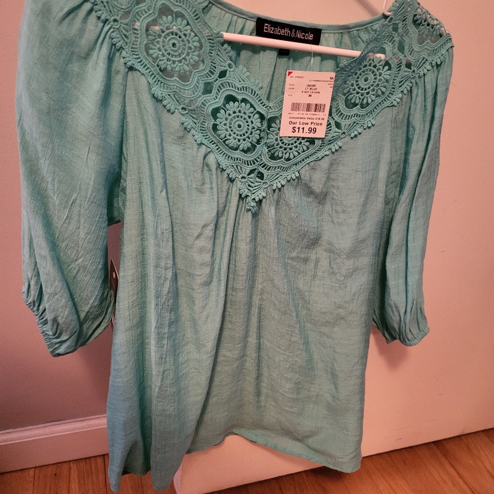 Womens boho teal color top
